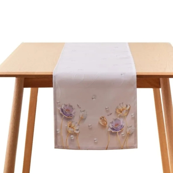 Lianvin 3D Modern Design Beige Floral 13" X 72", Table Runner - Picture 3 of 7